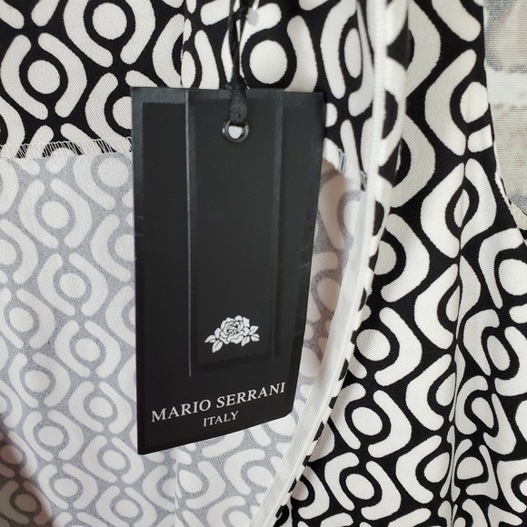 Mario Serrani Sleeveless  Sheath Dress Size Large Black White Geometric - Picture 3 of 11